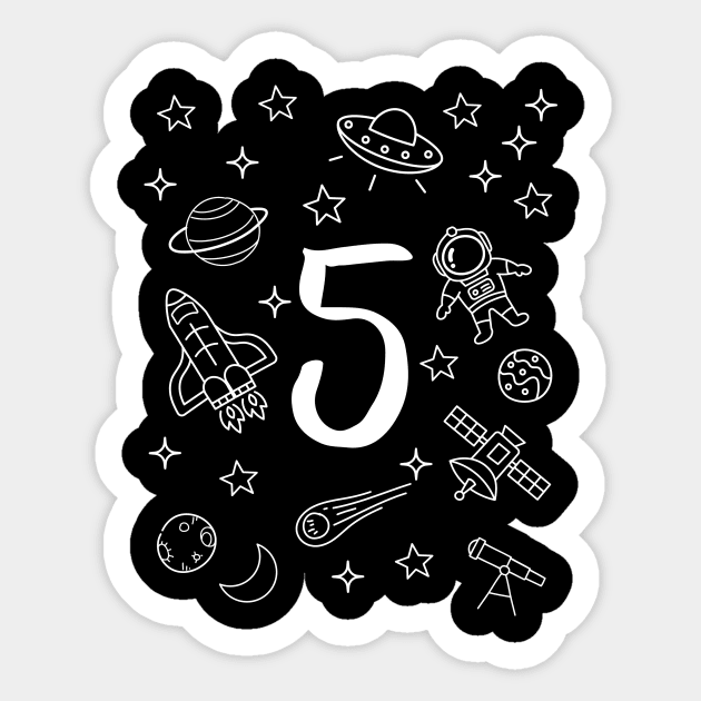 5th birthday space design, 5 years old birthday Sticker by colorbyte